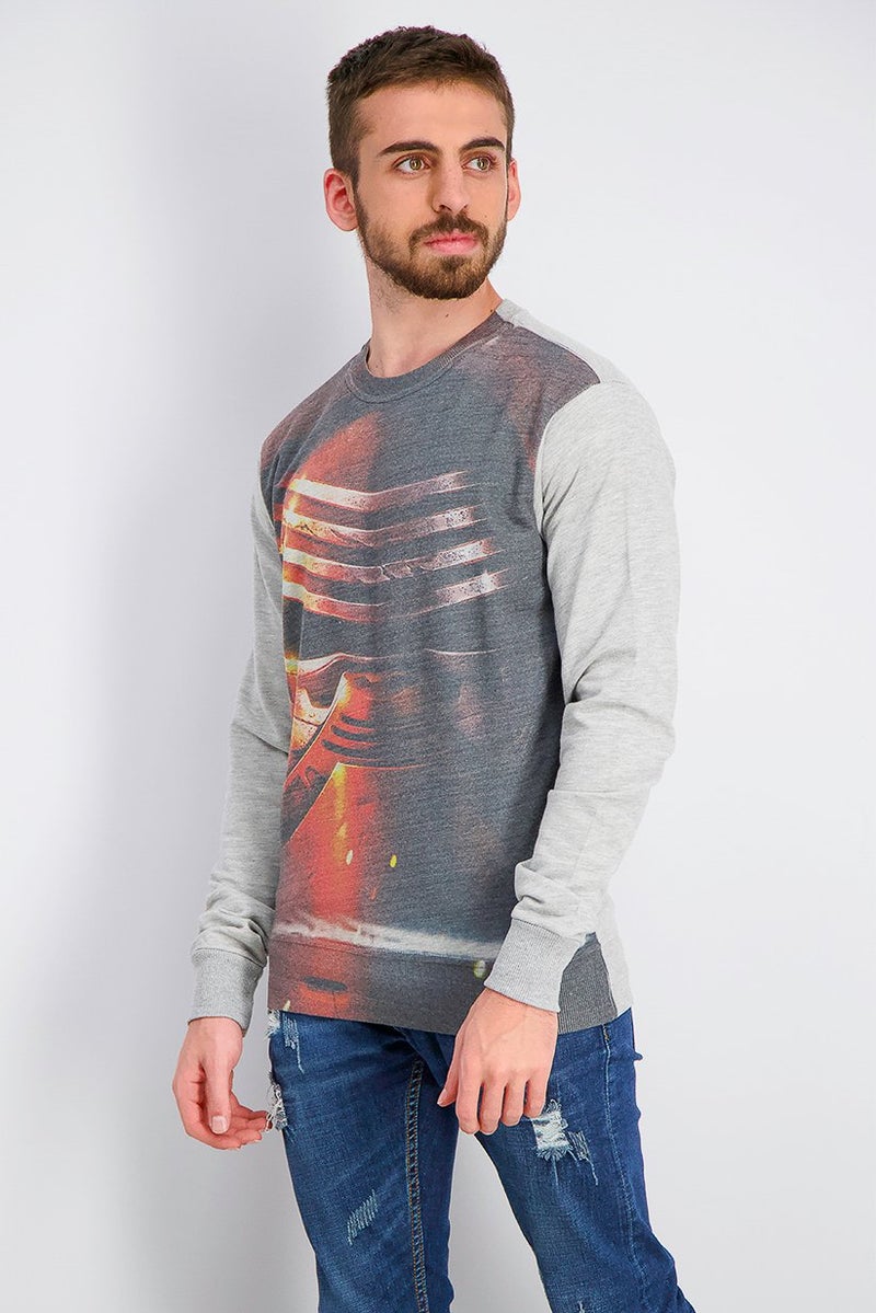 STAR WARS Men Long Sleeve Kylo Ren Graphic Sweater, Gry - Image 4